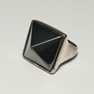 RLM Studios 925 Silver Hematite Pyramid Ring Sz 9-1/2